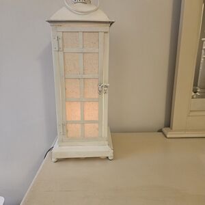Neutral White Metal And Fabric Lantern Table Lamp - Unbranded
